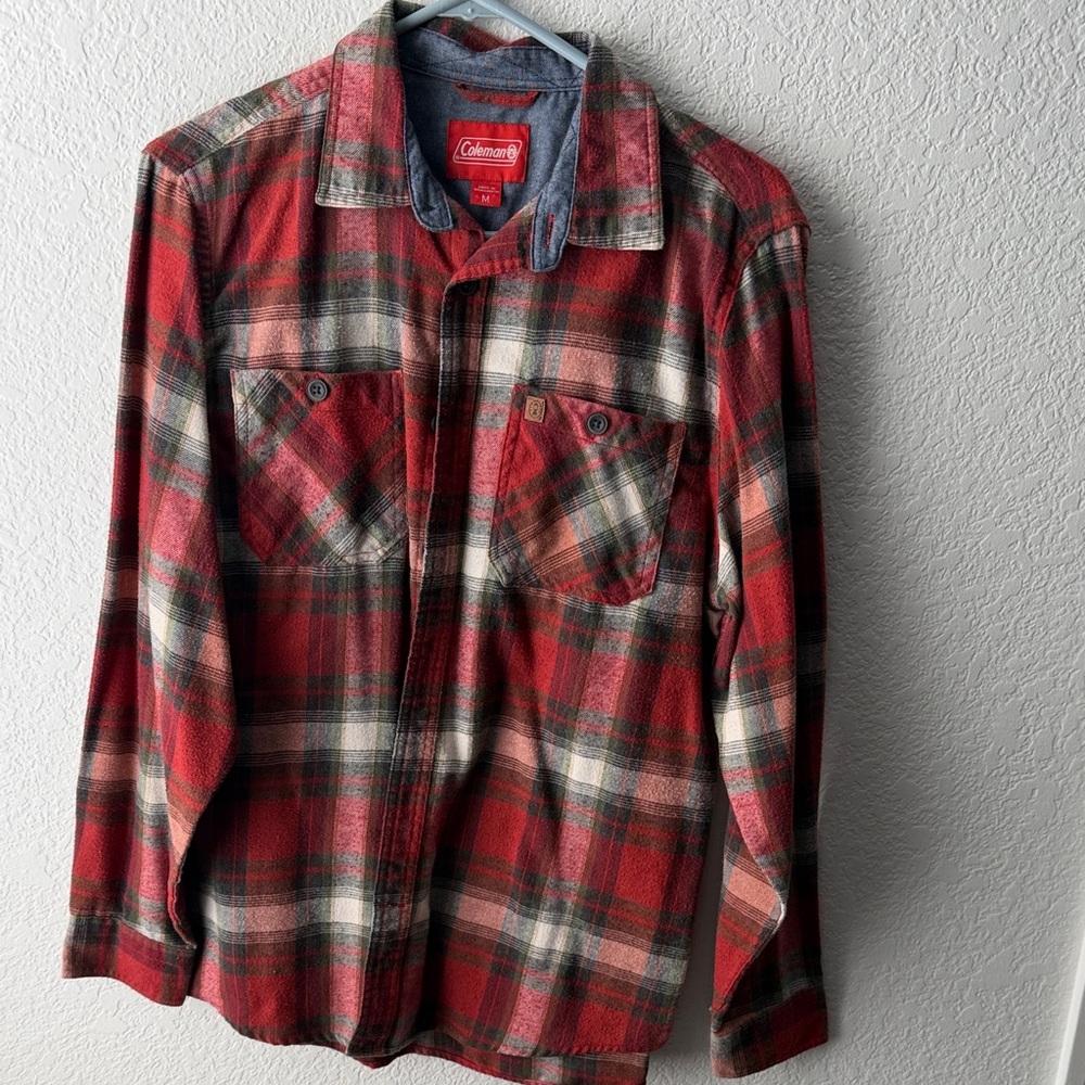 Coleman Red Plaid Casual Button Down Shirt